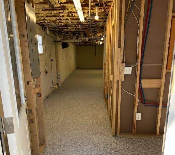 new flooring for homeowner basement installed