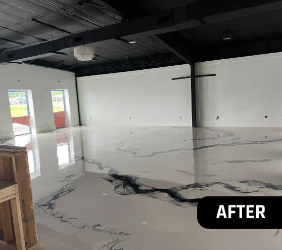 Boutique shop with new solid epoxy flooring installed