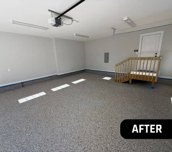 Dolphin Flake Epoxy Flake Flooring installed for homeowner garage after portrait