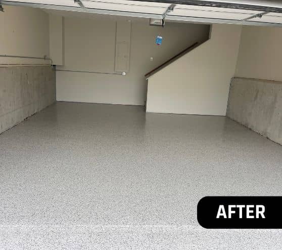 homeowner in Antioch garage with new flooring
