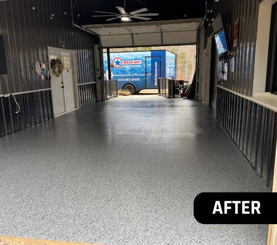 after portrait of new epoxy flooring installed for homeowner