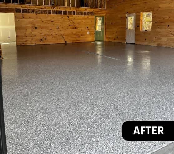 Stoney Creek Epoxy Flake Flooring installed for barn after portrait