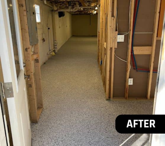 homeowner basement with Lunar Epoxy Flake Flooring