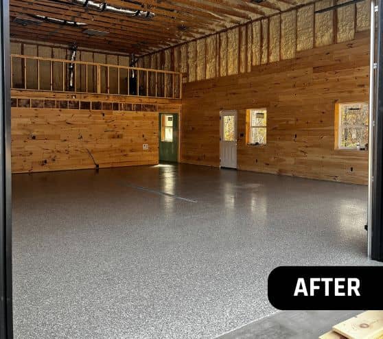 Stoney Creek Epoxy Flake Flooring installed for homeowner barn