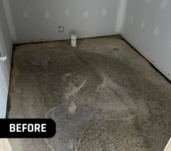 before portrait of Boutique Owner shop with old flooring installed