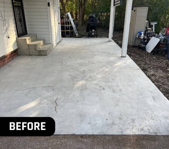 before portrait of homeowner patio before new flooring installed