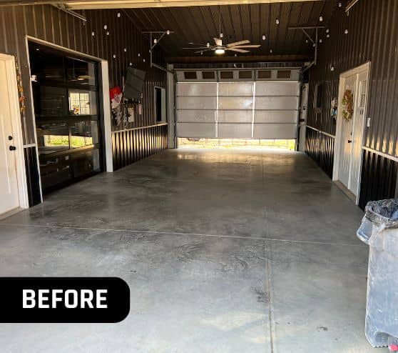 homeowner garage with concrete flooring