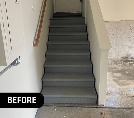 homeowner stairs before new epoxy