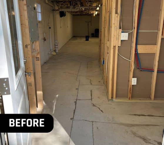 old concrete flooring in homeowner basement