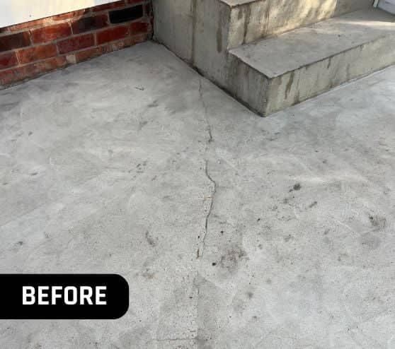 before portrait of homeowner patio with old concrete