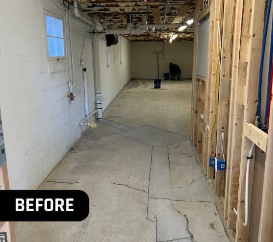 before portrait of homeowner basement