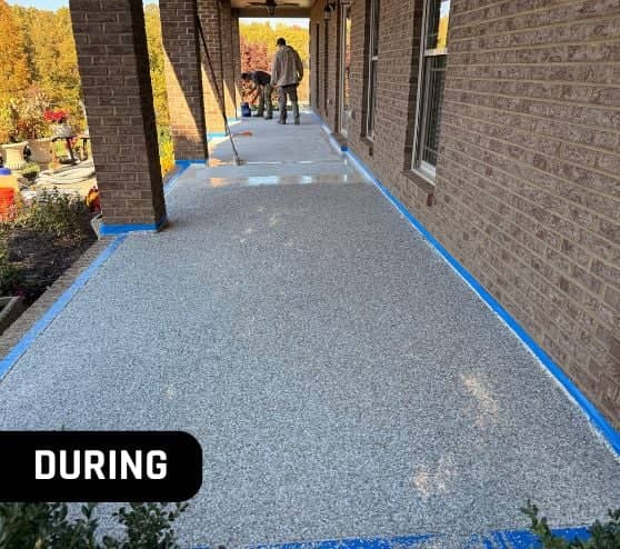 Madras Epoxy Flake Flooring getting installed during portrait