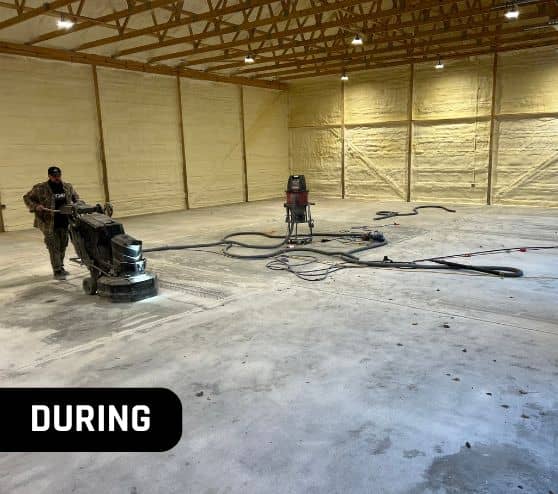 during portrait of MACH ONE® installing new flooring for Bryant Electrical