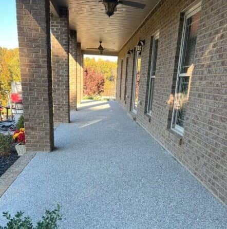 Madras Epoxy Flake Flooring installed for homeowner porch