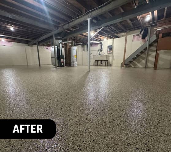 After Epoxy Flake Flooring for Homeowner in Shelby Township, MI