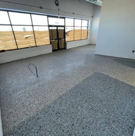 Soggy Doggie Resort front lobby with new creekbed flooring installed