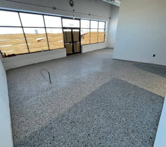 Soggy Doggie Resort front lobby with new creekbed flooring installed