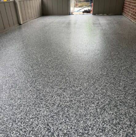 close-up of epoxy flooring installed