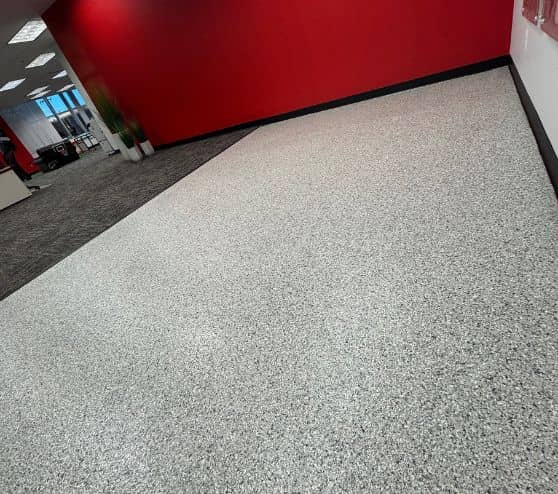 Western Global with new lunar epoxy flake flooring installed