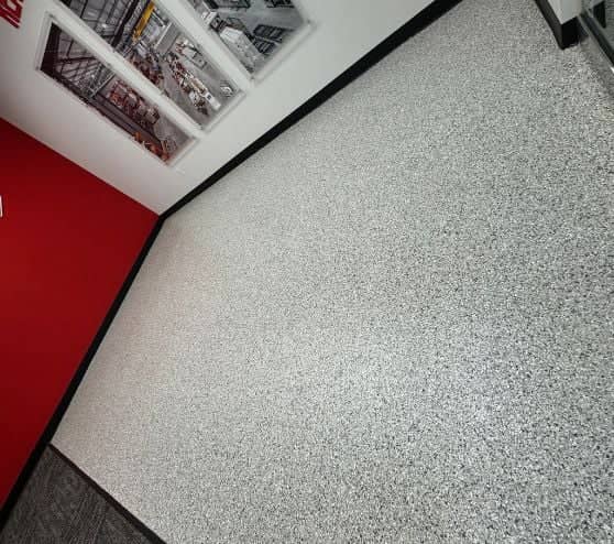 close-up of Western Global flooring with new epoxy installed