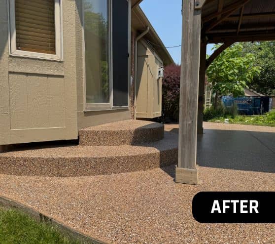 after portrait of homeowner patio with new epoxy flooring installed