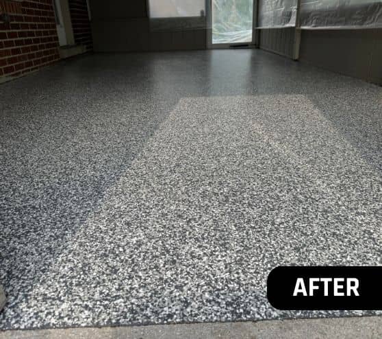 after portrait of new epoxy flooring installed close-up