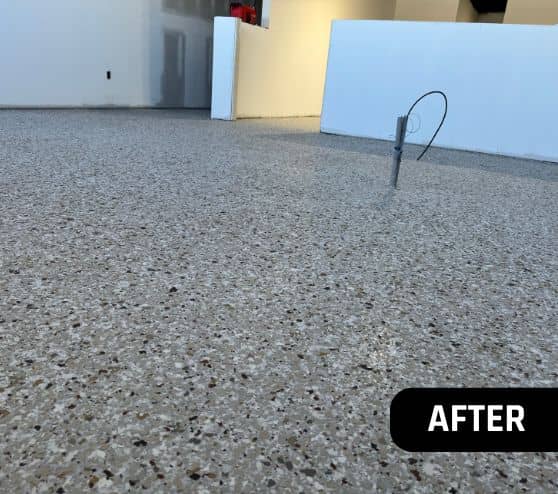 after portrait of close-up of creekbed epoxy flooring