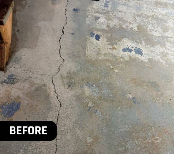 crack in basement flooring before portrait