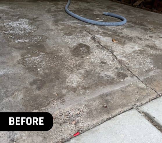 old concrete flooring before portrait in homeowner garage
