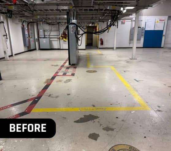 faded line markings in business owner warehouse