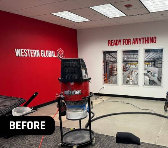 before portrait of Western Global flooring before new flooring