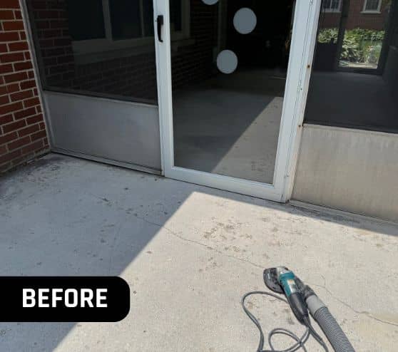 before portrait of concrete flooring in sun room