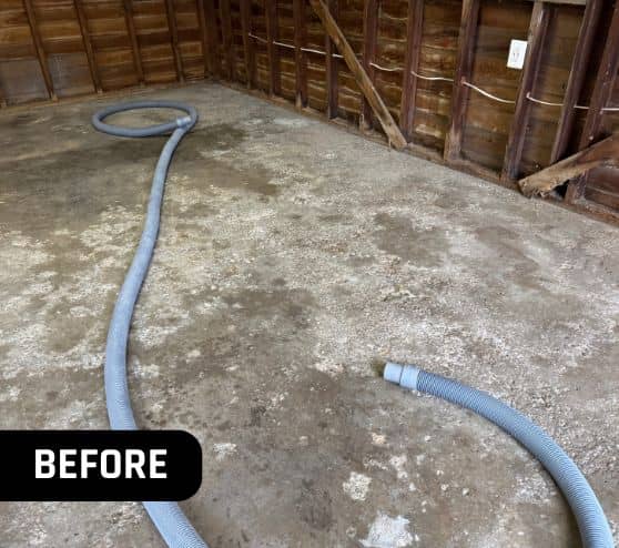 old concrete flooring in homeowner garage before portrait