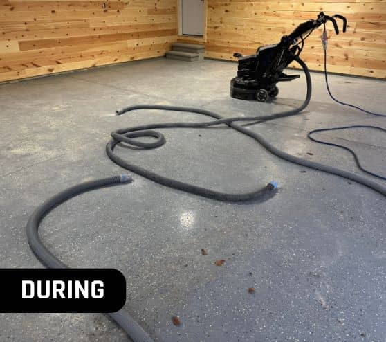 mach one® equipment on homeowner garage before new flooring installed