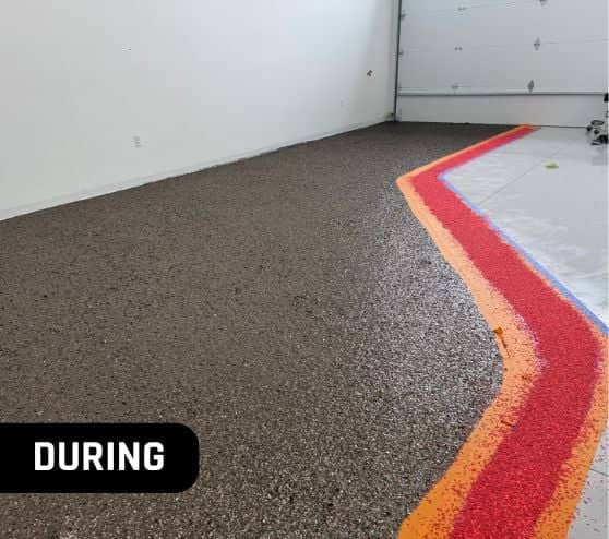 Car Condo flooring in the process of getting new epoxy flake flooring