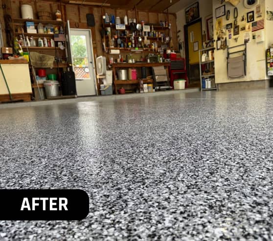 After Epoxy Flake Flooring for Homeowner Rochester Hills, MI
