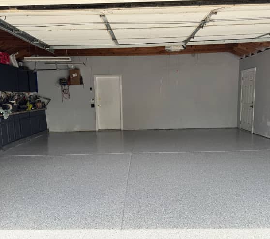 After Epoxy Flake Flooring Painting for Homeowner in White Lake, MI
