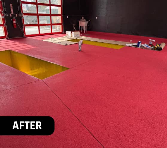 After Epoxy Flake Flooring Painting for Take 5 Oil Change in Chesterfield, MI