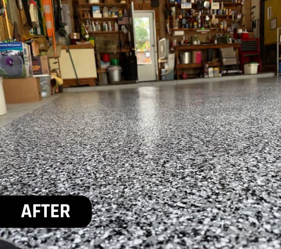After Epoxy Flake Flooring Service for Homeowner Rochester Hills, MI