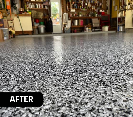 After Epoxy Flake Flooring Work for Homeowner Rochester Hills, MI