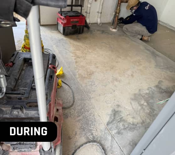 During Epoxy Flake Flooring Crack Repair for Take 5 Oil Change in Chesterfield, MI