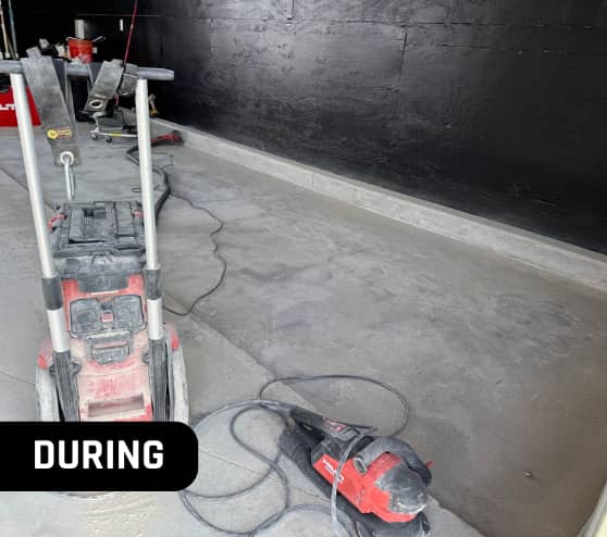 During Epoxy Flake Flooring for Take 5 Oil Change in Chesterfield, MI