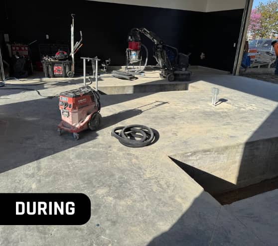 During Epoxy Flake Flooring Work for Take 5 Oil Change in Chesterfield, MI