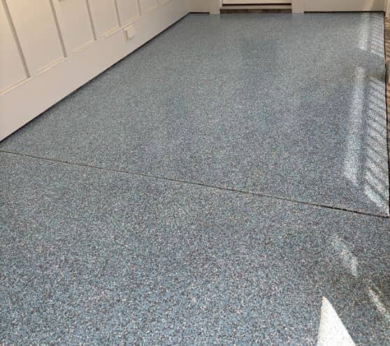 close-up of homeowner porch with new flooring installed