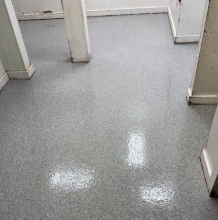 steamers restaurant with Coastal Blue Epoxy Flake Flooring installed