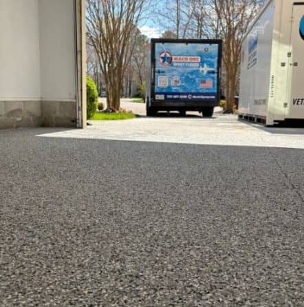 epoxy flake flooring for homeowner garage freshly installed