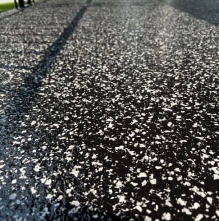 close-up of epoxy flake flooring for homeowner porch