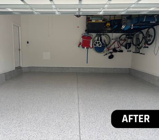 after portrait of homeowner garage with new flooring installed