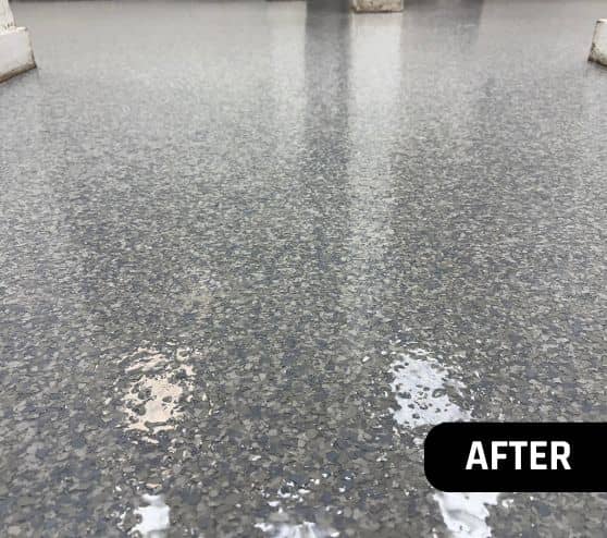 close-up of Coastal Blue Epoxy Flake Flooring