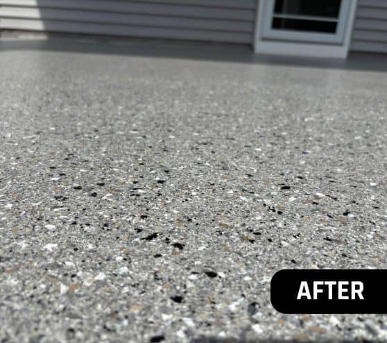 close-up of epoxy flake flooring installed